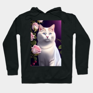 Rosey White British Shorthair Portrait Hoodie